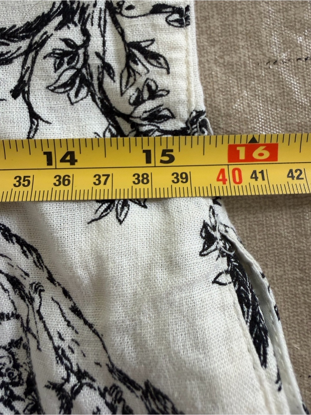 Joie Linen Blend Tropical Toile Shirt Dress XS Ivory Black Pockets Button Snap - Picture 10 of 12